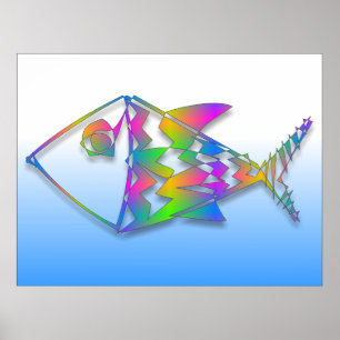 Kleurrijke Abstracte vis Poster
