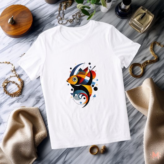 Kleurrijke Abstracte vis T-shirt | Moderne geometr