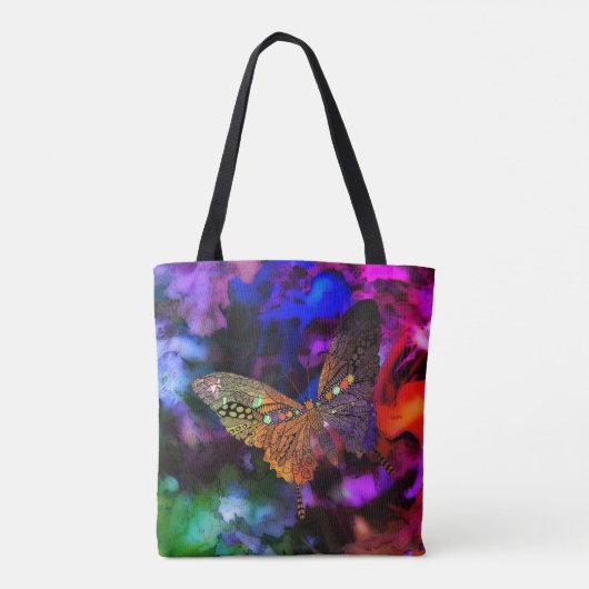 Kleurrijke Abstracte vlinder Canvas tas (Achterkant)