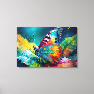 Kleurrijke Abstracte Vlinder Watercolor Kunst Canvas Afdruk