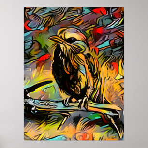 Kleurrijke Abstracte vogel Poster