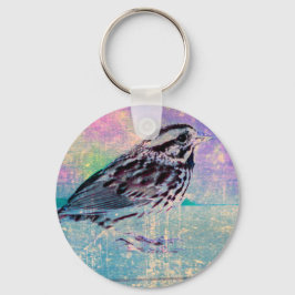 Kleurrijke Abstracte vogelkunst: levendige zangvog Sleutelhanger