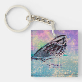 Kleurrijke Abstracte vogelkunst: levendige zangvog Sleutelhanger