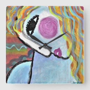 Kleurrijke Abstracte  voor schilderen Vierkante Klok