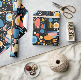 Kleurrijke abstracte vormen en stippen naadloos pa cadeaupapier