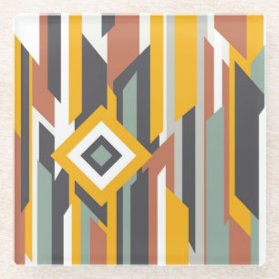 Kleurrijke Abstracte vormen, lijnen en dozen Glazen Onderzetter