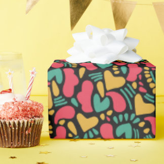 Kleurrijke Abstracte vormen roze harten Cadeaupapier