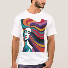 Kleurrijke Abstracte vrouw met vloeiende haarkunst T-shirt