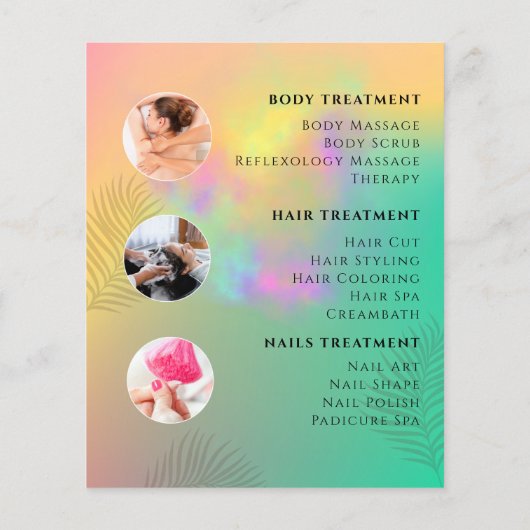 Kleurrijke Abstracte Waterverf Hair Stylist Script Flyer (Achterkant)