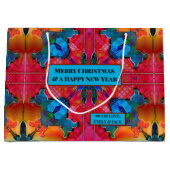 Kleurrijke Abstracte Waterverf kerst Groot Cadeauzakje (Voorkant)