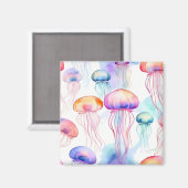 Kleurrijke abstracte waterverf kwallen magneet (Voorkant / Achterkant)