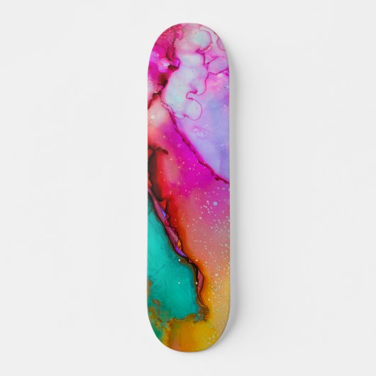 Kleurrijke Abstracte Waterverf Skateboard (Voorkant)