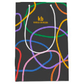 Kleurrijke Abstracte Wavi-lijnen Patroon Medium Cadeauzakje (Voorkant)