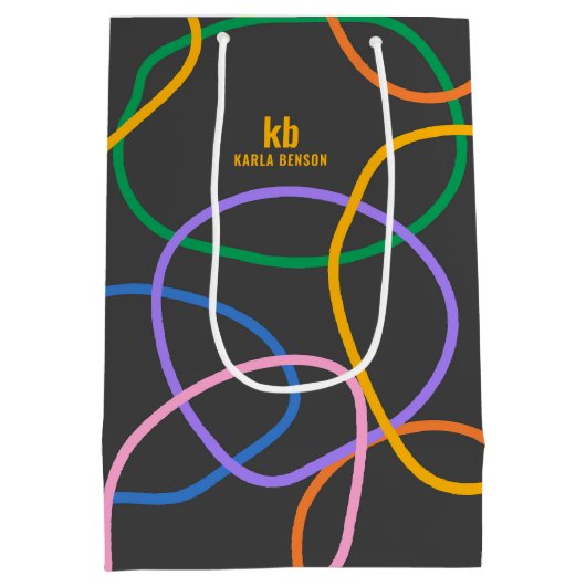 Kleurrijke Abstracte Wavi-lijnen Patroon Medium Cadeauzakje (Achterkant)