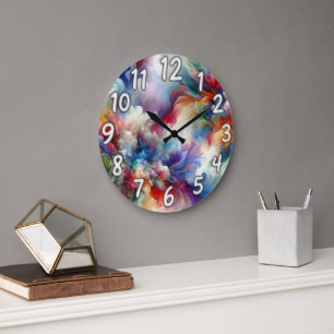 Kleurrijke Abstracte wervelexplosie kunstwerk Grote Klok