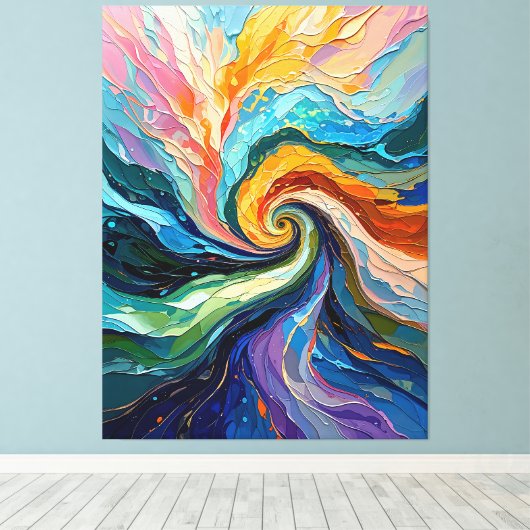 Kleurrijke Abstracte werveling: Dynamic Spectrum A Canvas Afdruk (Insitu (Houten vloer))
