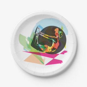 Kleurrijke Abstracte Yoga Houding Fitness en Welzi Papieren Bordje