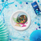 Kleurrijke Abstracte Yoga Pose Fitness en Wellness Papieren Bordje (Feest)