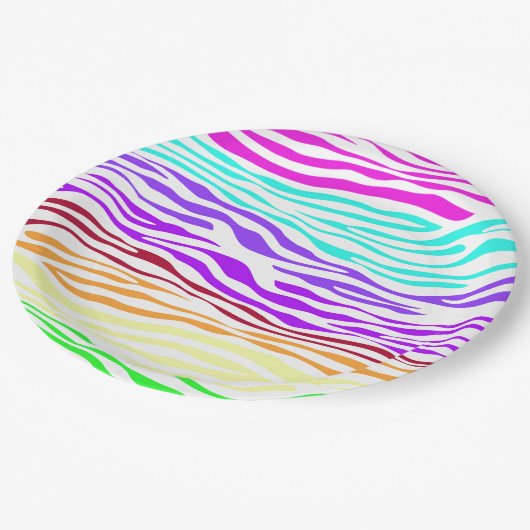 Kleurrijke Abstracte Zebra afdrukken Papieren Bordje (Gekanteld)
