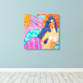 Kleurrijke Abstracte Zeemeermin Stretched Canvas P Afdruk (Insitu (Houten vloer))