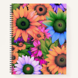 Kleurrijke Abstracte Zonnebloemen #2 - Spiral Noti Notitieboek