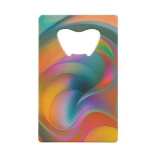 Kleurrijke Abstracte Zwemelen Oranje Blauw Groen R Kredietkaart Flessenopener