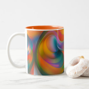 Kleurrijke Abstracte Zwemelen Oranje Blauw Groen R Tweekleurige Koffiemok