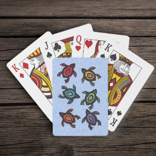 Kleurrijke Abstracte Zwemmende Schildpadden Pokerkaarten