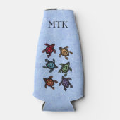 Kleurrijke Abstracte zwemschildpadden Flesjeskoeler (Voorkant)