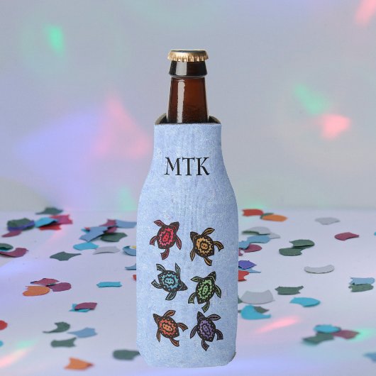 Kleurrijke Abstracte zwemschildpadden Flesjeskoeler