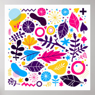 Kleurrijke achtergrond met met de hand getrokken f poster