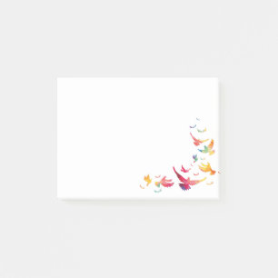 Kleurrijke achtergrond vliegende vogel post-it® notes