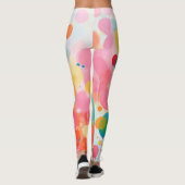 Kleurrijke acryl schilderij stippen op witte grond leggings (Achterkant)