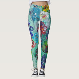 Kleurrijke acrylbloem  leggings