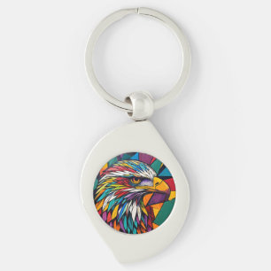 Kleurrijke adelaar kunstwerk sleutelhanger