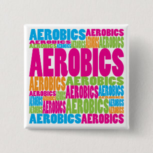 Kleurrijke aerobics vierkante button 5,1 cm