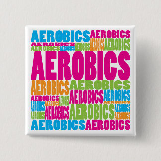 Kleurrijke aerobics vierkante button 5,1 cm