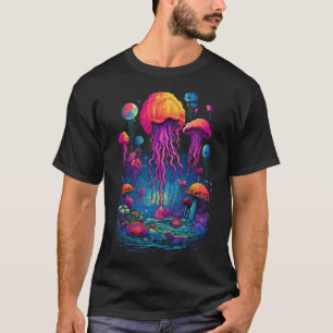 Kleurrijke Afgrond: Deep Zee Jellyfish Delight T-shirt