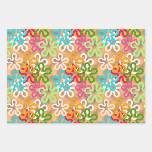 Kleurrijke African Blob Abstract Shapes Pattern Inpakpapier Vel (Voorkant 3)