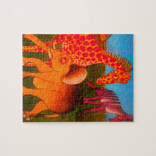 Kleurrijke Afrikaanse kleuren van wilde dierenbesc Legpuzzel (Horizontaal)