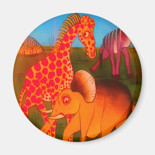 Kleurrijke Afrikaanse kleuren van wilde dierenbesc Magneet (Voorkant)