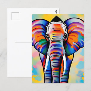 Kleurrijke Afrikaanse Safari Olifant Briefkaart