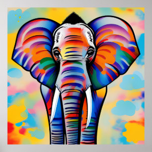 Kleurrijke Afrikaanse Safari Olifant Poster