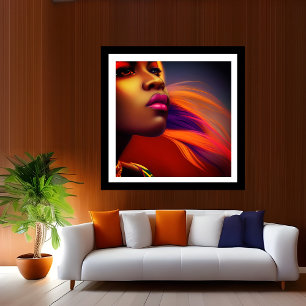 Kleurrijke Afrikaanse vrouwen paars oranje fantasi Poster