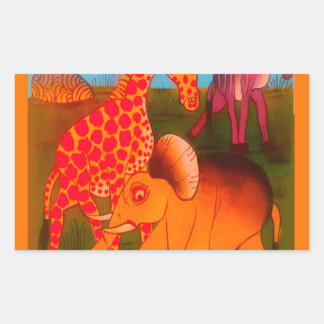 Kleurrijke Afrikaanse wilde dieren kleuren ontwer Rechthoekige Sticker