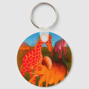  Kleurrijke Afrikaanse wilde dieren kleuren ontwer Sleutelhanger