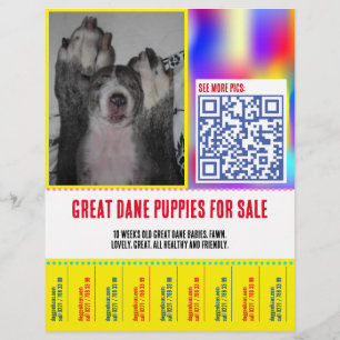 Kleurrijke afscheur puppy verkoop flyer