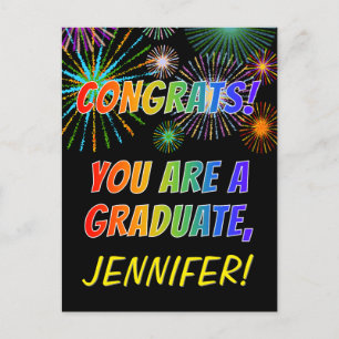 Kleurrijke Afstudeer Felicitaties + Aangepaste Naa Briefkaart