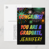 Kleurrijke Afstudeer Felicitaties + Eigen Naam Briefkaart (Voorkant / Achterkant)