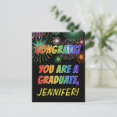 Kleurrijke Afstudeer Felicitaties + Eigen Naam Briefkaart (Staand voorkant)